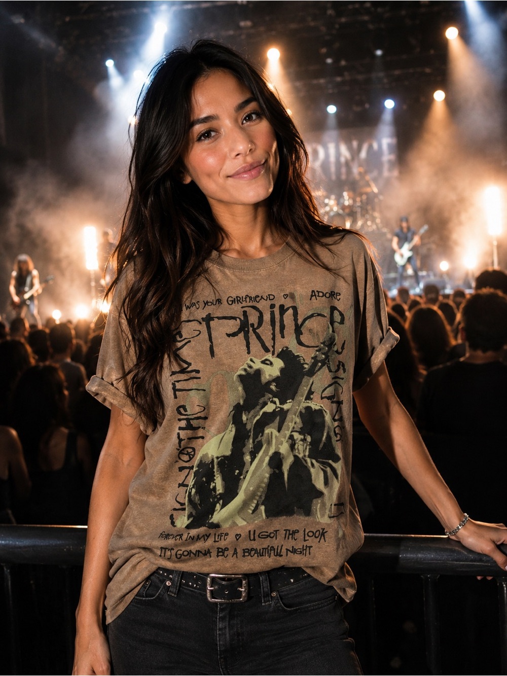 Vintage Graphic Band Tee in Brown